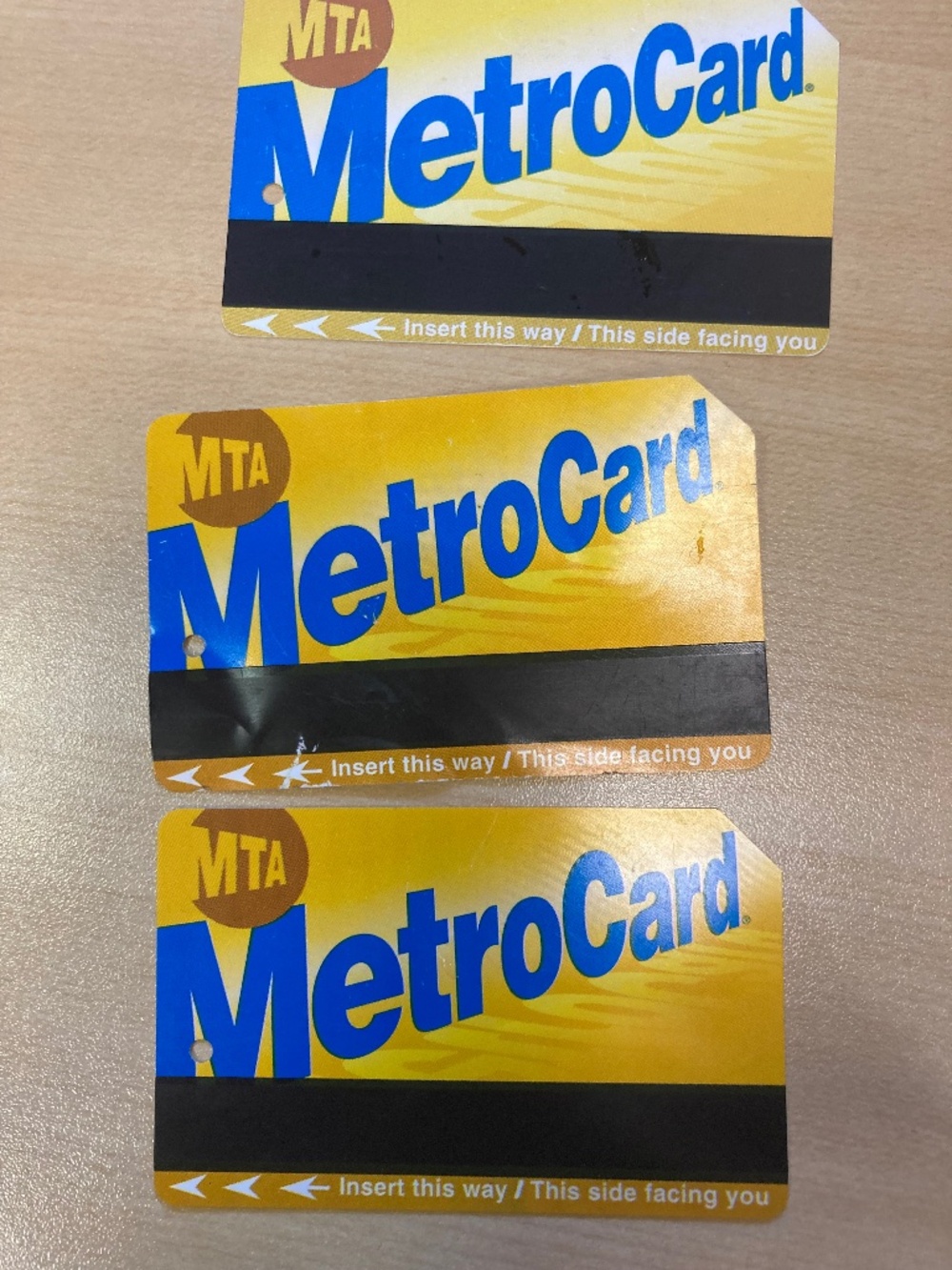 3 2 way metro card used no monetary value